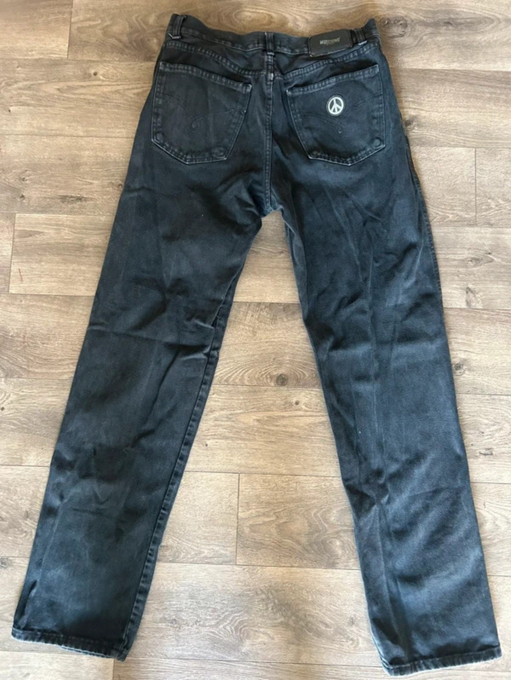 vintage moschino jeans peace sign black denim 36X34